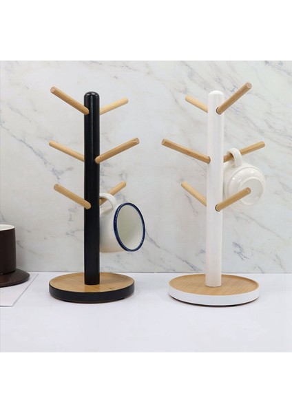 2x Ahşap Kupa Asılı Ekran Rafı Içecek Içecek Rafı 6 Kancalı Ağaç Şekli Ahşap Kahve Çay Fincan Depolama Tutucu Standı (Yurt Dışından) fiyatları