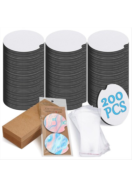 Süblimasyon Arabası Coaster Boş Set 200PCS 2 76 Inç Boş Süblimasyon Coaster 100 Yapıştırıcı Torba ve Ekran Kartı Kahverengi (Yurt Dışından)