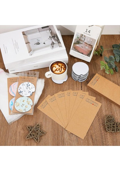 Süblimasyon Arabası Coaster Boş Set 200PCS 2 76 Inç Boş Süblimasyon Coaster 100 Yapıştırıcı Torba ve Ekran Kartı Kahverengi (Yurt Dışından) fiyatları