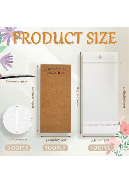 Süblimasyon Arabası Coaster Boş Set 200PCS 2 76 Inç Boş Süblimasyon Coaster 100 Yapıştırıcı Torba ve Ekran Kartı Kahverengi (Yurt Dışından) modelleri