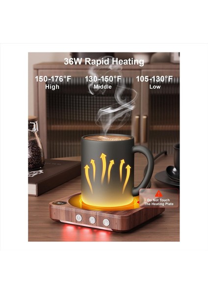 Kupa Daha Sıcak- 36W Kahve Sıcaklık Ekranlı Masa Için Daha Sıcak 2-12HRS Otomatik Kapanır Mum Daha Sıcak Ahşap Abd Fişi (Yurt Dışından) fiyatları