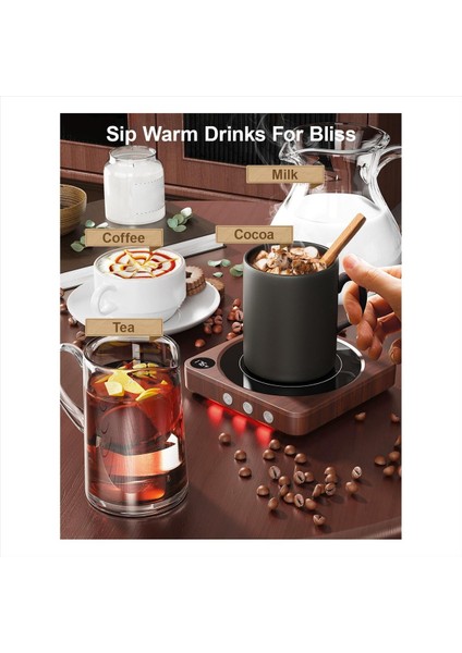Kupa Daha Sıcak- 36W Kahve Sıcaklık Ekranlı Masa Için Daha Sıcak 2-12HRS Otomatik Kapanır Mum Daha Sıcak Ahşap Abd Fişi (Yurt Dışından) indirimleri
