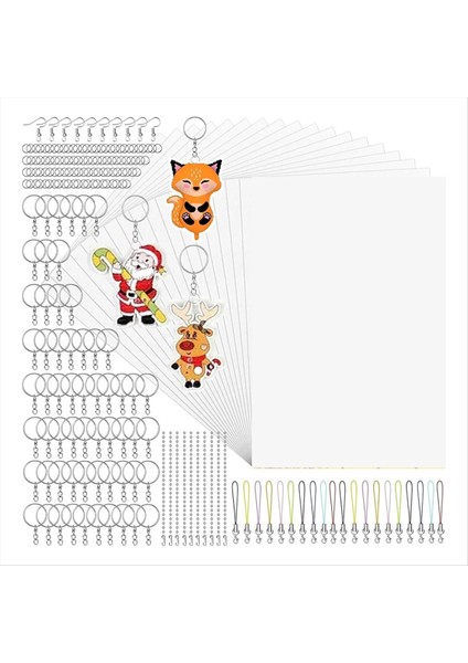 Shrink Paper + Aksesuarları ile Anahtarlık Kiti Shrinkart Shrink Plastik Sayfası Dıy / Yüzükler / Anahtarlıklar Için Shrink Film Kiti (Yurt Dışından)