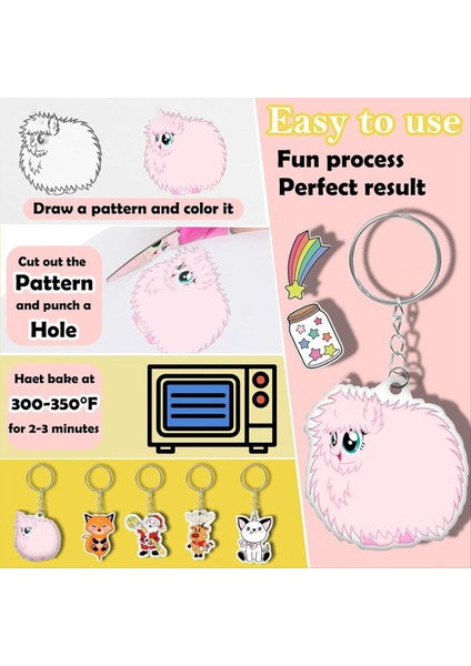 Shrink Paper + Aksesuarları ile Anahtarlık Kiti Shrinkart Shrink Plastik Sayfası Dıy / Yüzükler / Anahtarlıklar Için Shrink Film Kiti (Yurt Dışından) fırsatları