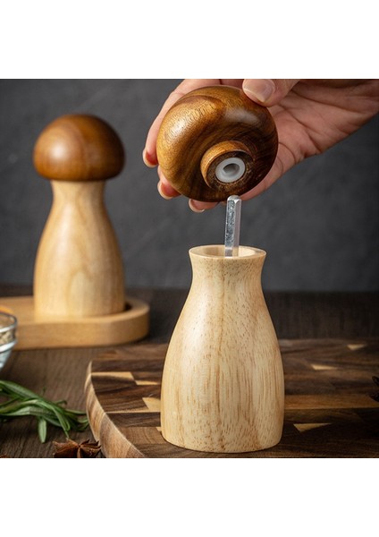 Çok Fonksiyonlu Öğütücü Biber Öğütücü Maden Ahşap Biber Değirmen Deniz Tuzu ve Karabiber Öğütme Şişesi Seti (Yurt Dışından)