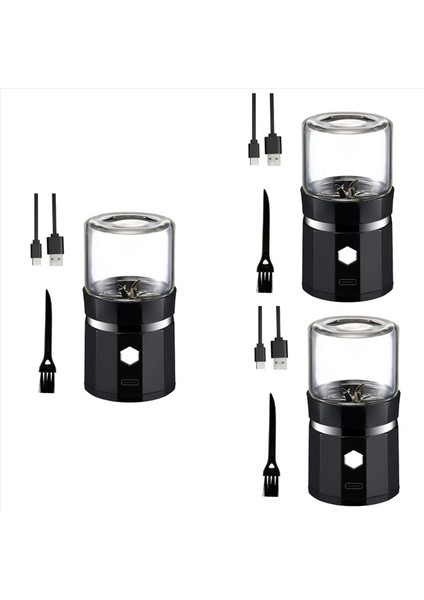 3x Mini Elektrikli Öğütücü Taşınabilir Vanilya Öğütücü USB Tea Rosemary Için Temizleme Fırçası ile Şarj Edilebilir Değirmen (Yurt Dışından)