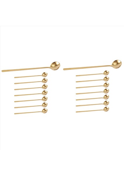 16PCS 6 7 Inç Kahve Kaşıkları Kaşıntılar Çay Kaşıkları Uzun Sap Altın Çay Kaşığı Altın Kaşık Buz Çay Kaşları (Yurt Dışından)
