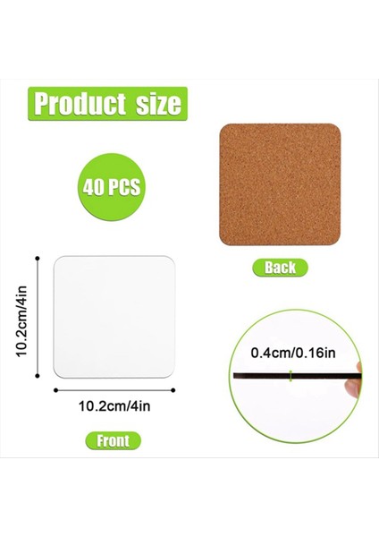 40PCS Süblimasyon Kare Bardak Altlıkları Karton Bardak Altlıkları 4X4IN Mdf Cilt Tabakası Mdf Ahşap Coaster (Yurt Dışından) fırsatları