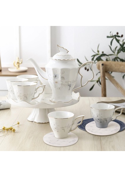 Tutucu ile Set 6 Set Kupa Mermer Tarzı Bardak Altlıkları Için Emici Bardak Altlıkları 4 Inç (Yurt Dışından) fiyatları