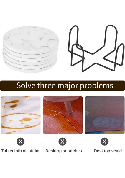 Tutucu ile Set 6 Set Kupa Mermer Tarzı Bardak Altlıkları Için Emici Bardak Altlıkları 4 Inç (Yurt Dışından) indirimleri