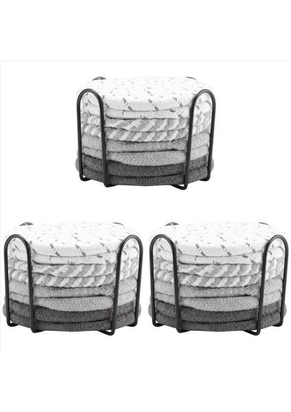 24 Adet Tutucu ile Bardak Altlıkları Içecekler Için 4 Renk Emici Bardak Altlığı Ev Dekorasyonu Için Pamuk Dokuma Coaster Set (Yurt Dışından) fiyatları