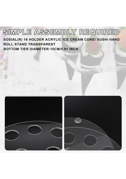 16 Tutucu Akrilik Dondurma Koni/ Suşi El Rulosu Stand Şeffaf (Yurt Dışından) fırsatları