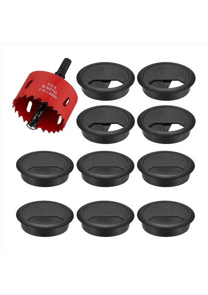 20 Paket Kablo Gromet Masası Kablo Geçiş 1 x Delikli Testere ile 60MM Plastik Kablo Kapağı Siyah Kablo Çıkışı Yuvarlak (Yurt Dışından)