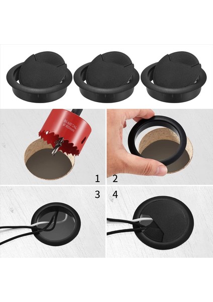 20 Paket Kablo Gromet Masası Kablo Geçiş 1 x Delikli Testere ile 60MM Plastik Kablo Kapağı Siyah Kablo Çıkışı Yuvarlak (Yurt Dışından) modelleri