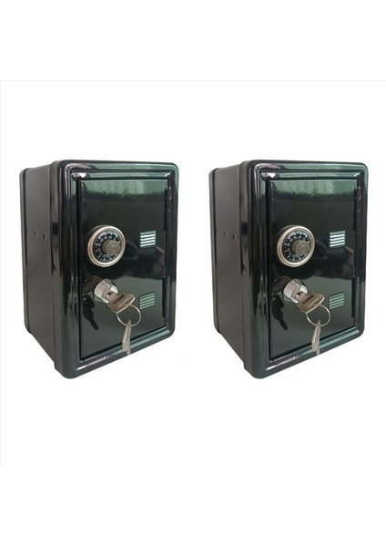 2x Güvenli Kutu Organizatör Demir Masa Dekoratif Kutu Piggy Bank Metal Mini Dolap Para Depolama Kutusu Saklama Kutusu Siyah (Yurt Dışından)