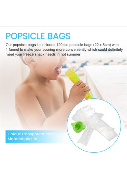Tek Kullanımlık Popsicle Torbalar 120PCS Dondurucu Tüpleri Huni ve Buz Kılıfları Suyu Buz Şekeri Pops Meyve ile Buz Torbaları (Yurt Dışından) fırsatları