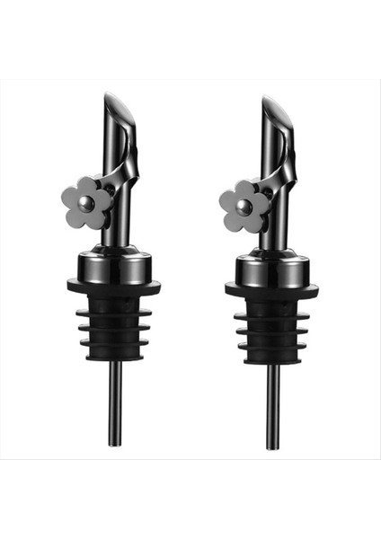 2 Paket Paslanmaz Çelik Yağ Dökme Tabakaları Yedek Şişe Dökücüler Yağlı Spout Likör Dökücüler Otomatik Flip Özelliği Siyah (Yurt Dışından)