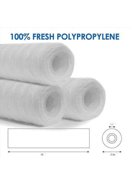 15PC 10 Mikrometre 10 Inç x 2 5 Inç Iplik Yara Tortu Su Filtresi Kartuşu Bütün Ev Tortu Filtrasyonu (Yurt Dışından) fiyatları