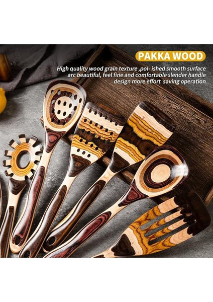 7pcs Pakkawood Mutfak Eşyaları Yemek Pişirmek Için Pişirme Için Set Dayanıklı Çevre Dostu Ahşap Kaşık (Yurt Dışından) fırsatları