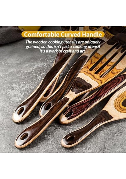 7pcs Pakkawood Mutfak Eşyaları Yemek Pişirmek Için Pişirme Için Set Dayanıklı Çevre Dostu Ahşap Kaşık (Yurt Dışından) indirimleri
