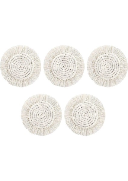 Içecekler Için Bardak Altlıkları Emici Makrome El Yapımı Pamuklu Bardak Altlıkları Sehpa Püsküllü Püsküllü Boho Coaster Seti (Yurt Dışından)