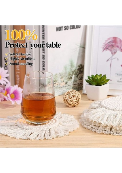 Içecekler Için Bardak Altlıkları Emici Makrome El Yapımı Pamuklu Bardak Altlıkları Sehpa Püsküllü Püsküllü Boho Coaster Seti (Yurt Dışından) modelleri