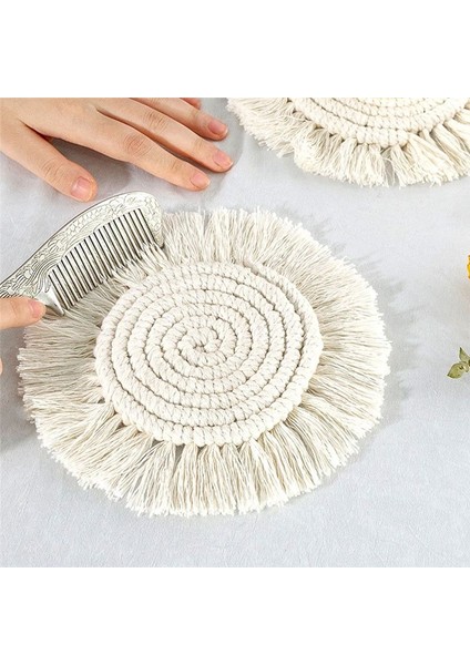 Içecekler Için Bardak Altlıkları Emici Makrome El Yapımı Pamuklu Bardak Altlıkları Sehpa Püsküllü Püsküllü Boho Coaster Seti (Yurt Dışından) indirimleri