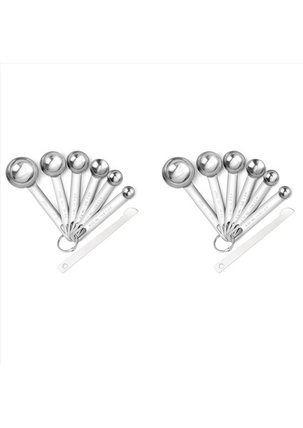 Paslanmaz Çelik Ölçüm Kaşları Cups Seti Küçük Çorba Kaşığı Çay Kaşığı Kuru ve Sıvı Için Bonus Tesviye ile 12 Set (Yurt Dışından)