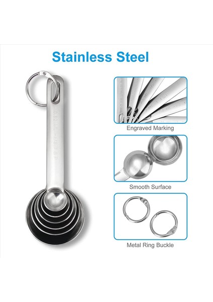 Paslanmaz Çelik Ölçüm Kaşları Cups Seti Küçük Çorba Kaşığı Çay Kaşığı Kuru ve Sıvı Için Bonus Tesviye ile 12 Set (Yurt Dışından) fırsatları