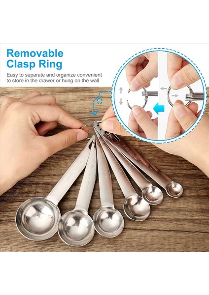 Paslanmaz Çelik Ölçüm Kaşları Cups Seti Küçük Çorba Kaşığı Çay Kaşığı Kuru ve Sıvı Için Bonus Tesviye ile 12 Set (Yurt Dışından) indirimleri