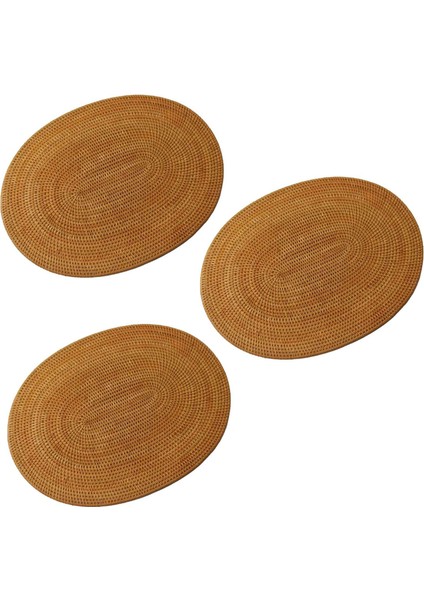 3x Rattan Dokuma Placemats Oval Yuvarlak Masa Paspasları Kaymaya Isıya Dayanıklı Yer Mat Doğal Çok Amaçlı Placemat 30X40CM (Yurt Dışından)