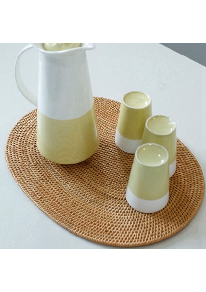 3x Rattan Dokuma Placemats Oval Yuvarlak Masa Paspasları Kaymaya Isıya Dayanıklı Yer Mat Doğal Çok Amaçlı Placemat 30X40CM (Yurt Dışından) fiyatları