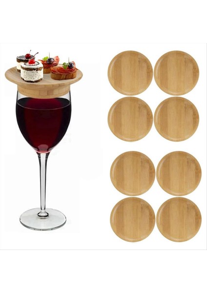 8pcs Şarap Cam Topper 4 Inç Şarap Bardağı Charcuterie Topper Bambu Şarap Cam Topper Bardak Altlık (Yurt Dışından) fiyatları