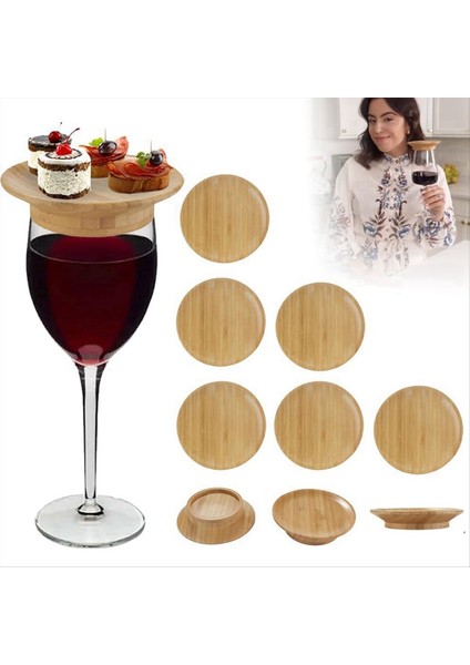 6pcs Şarap Cam Topper 4 Inç Şarap Bardağı Charcuterie Topper Bambu Şarap Cam Topper Bardak Altlık (Yurt Dışından) modelleri