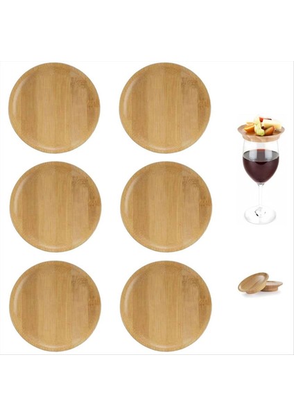 6pcs Şarap Cam Topper 4 Inç Şarap Bardağı Charcuterie Topper Bambu Şarap Cam Topper Bardak Altlık (Yurt Dışından) fırsatları