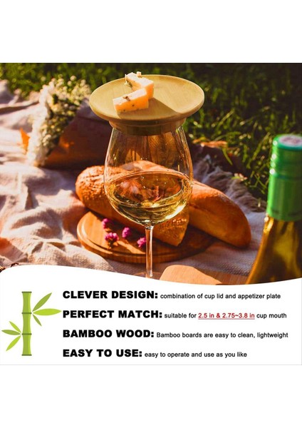 6pcs Şarap Cam Topper 4 Inç Şarap Bardağı Charcuterie Topper Bambu Şarap Cam Topper Bardak Altlık (Yurt Dışından) indirimleri