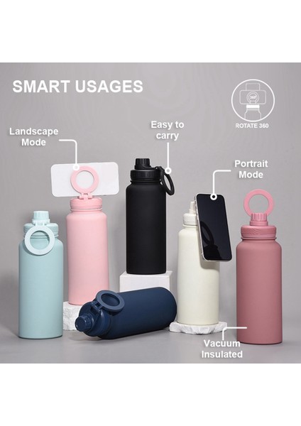 Magsafe Siyah Için Cep Telefonu Manyetik Stand Termal Su Kupası Kapağı ile Vakum Yalıtımlı Şişe Kapağı (Yurt Dışından) fırsatları