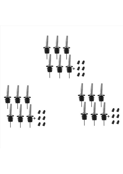 18 Adet Paslanmaz Çelik Dökücüler Hız Dökücü Likör Şişesi Dökücüler ve Sirke Konik Durma Spout Kapalı Toz Kapakları (Yurt Dışından)