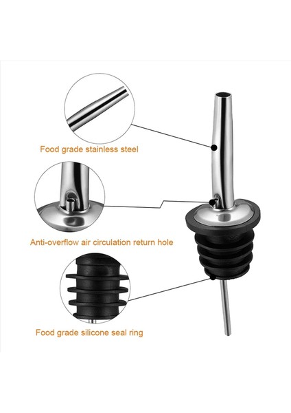 18 Adet Paslanmaz Çelik Dökücüler Hız Dökücü Likör Şişesi Dökücüler ve Sirke Konik Durma Spout Kapalı Toz Kapakları (Yurt Dışından) modelleri