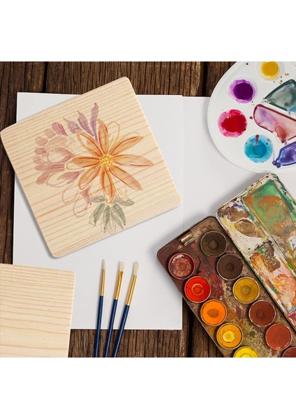 25 Paket Bitmemiş Ahşap Bardak Altlıkları 4 Inç Boş Ahşap Bardak Altlıkları Kaymaz Silikon Noktalar Kare (Yurt Dışından) fırsatları