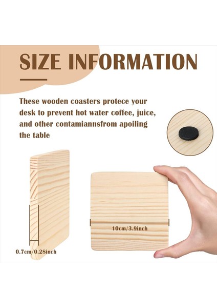 25 Paket Bitmemiş Ahşap Bardak Altlıkları 4 Inç Boş Ahşap Bardak Altlıkları Kaymaz Silikon Noktalar Kare (Yurt Dışından) indirimleri