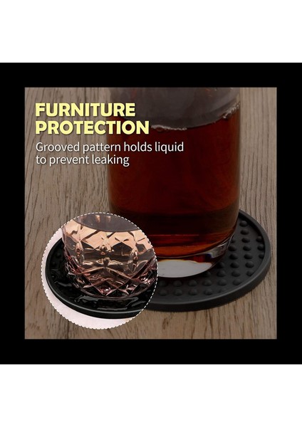 Siyah Yuvarlak Silikon Kauçuk Içecek Bardak Altlıkları (12 Set) Evler ve Çubuklar Için Olmayan Kaymaz (Yurt Dışından) fırsatları