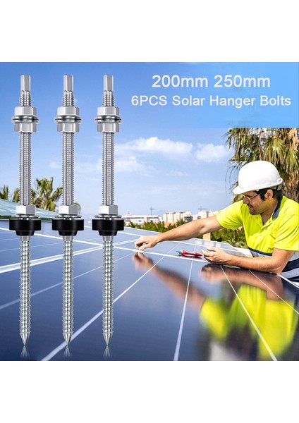 20CM Güneş Askı Cıvataları Güneş Paneli Çatı Montaj Vidaları M10 Güneş Pv Paneli Montaj Braketi Sabitlemek Için Güneş Paneli 6pc (Yurt Dışından) modelleri