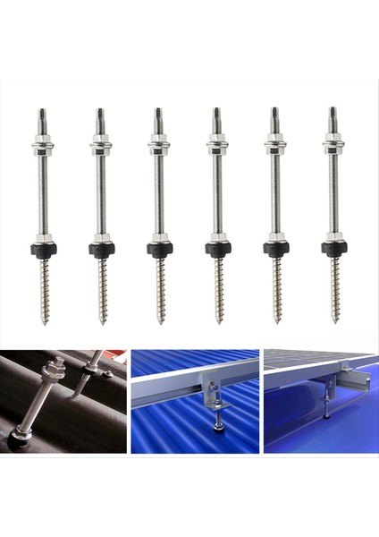 25CM Güneş Askı Cıvataları Güneş Paneli Çatı Montaj Vidaları M10 Güneş Pv Panel Montaj Braketi Sabitleme Için Güneş Paneli 6pc (Yurt Dışından)