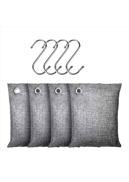 Aktif Kömür Kokusu Emicisi 4X200G Kancalı Güçlü Koku Için Doğa Kokusu Eliminator Bambu Kömür Hava Arıtma (Yurt Dışından)