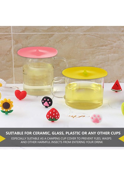 Silikon Kupa Kapakları Damla Kupa Kapak 8 Set Anti Tüttü Hava Etki Mühür Kupa Kapak Silikon Içecek Kapakları Sıcak Kupa Kapakları (Yurt Dışından) fırsatları