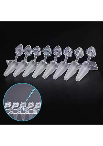 Pcr Tüpleri-0 2ml Pcr Tüpleri Ince Duvar 8 Şeritli Pcr Tüpleri Yüzlenmiş Düz Kapaklara Sahip (125 Şerit/kutu) (Yurt Dışından) fiyatları