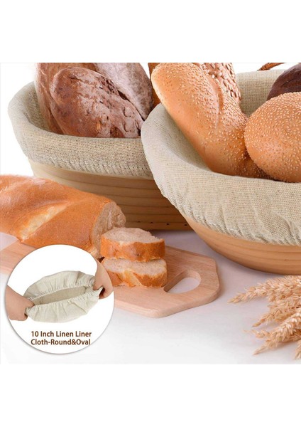 24 Adet Oval Şekil Ekmek Kanıtlama Sepeti Kapağı Doğal Rattan Pişirme Hamuru Maya Prova Sepeti Bez Astar (Yurt Dışından) modelleri