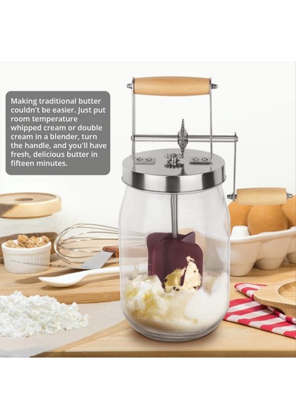 1 5 Litre Manuel Tereyağı Churner - Ahşap Sap Sallıyor Paslanmaz Çelik Dişli Manuel Tereyağı Üreticisi Tereyağı Churner (Yurt Dışından) fiyatları