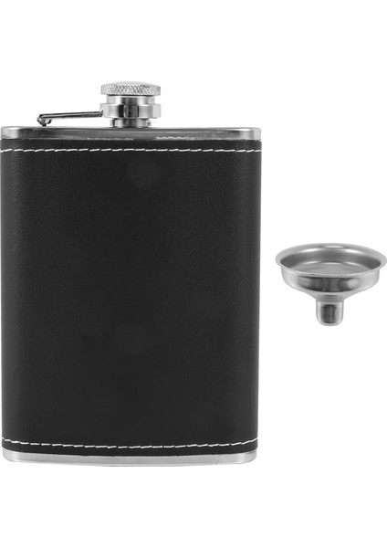 Cep Kalça Şişesi 8 Oz Siyah Deri Sarılmış Kapak ve Sızıntı Kanıtı ile Huni Paslanmaz Çelik ile - Ayrık Likör Atış Içme Için Herhangi Bir Takım Elbise Uyuyor (Yurt Dışından)